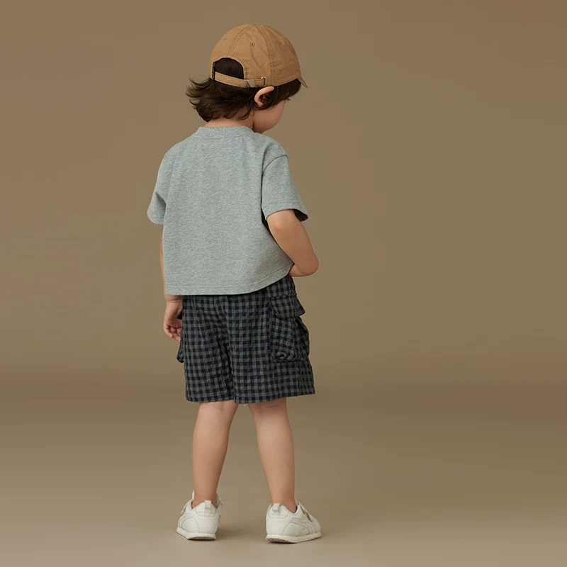 Quần áo trẻ em mùa hè mới quần short kẻ sọc trẻ em quần ống rộng có túi lớn quần dài đa năng cho bé trai và bé gái