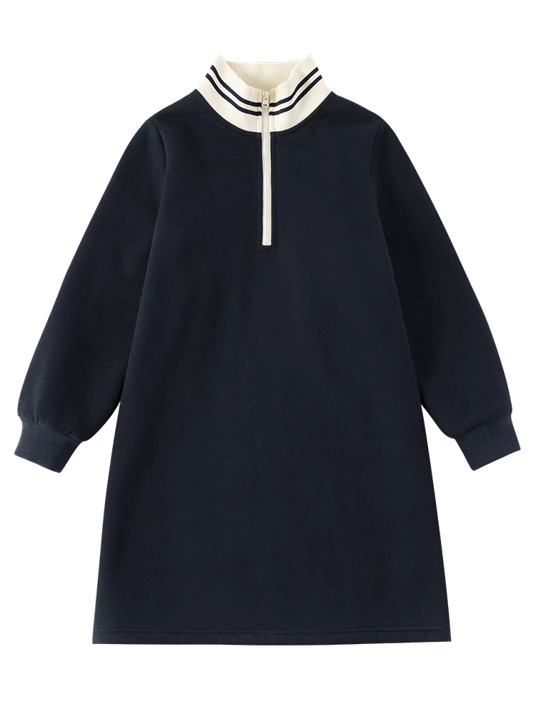Quần áo trẻ em cho mùa thu đông: Váy áo sweatshirt thường ngày có lớp lót lông cừu giữ ấm, váy dài tay cho bé gái lớn hơn.