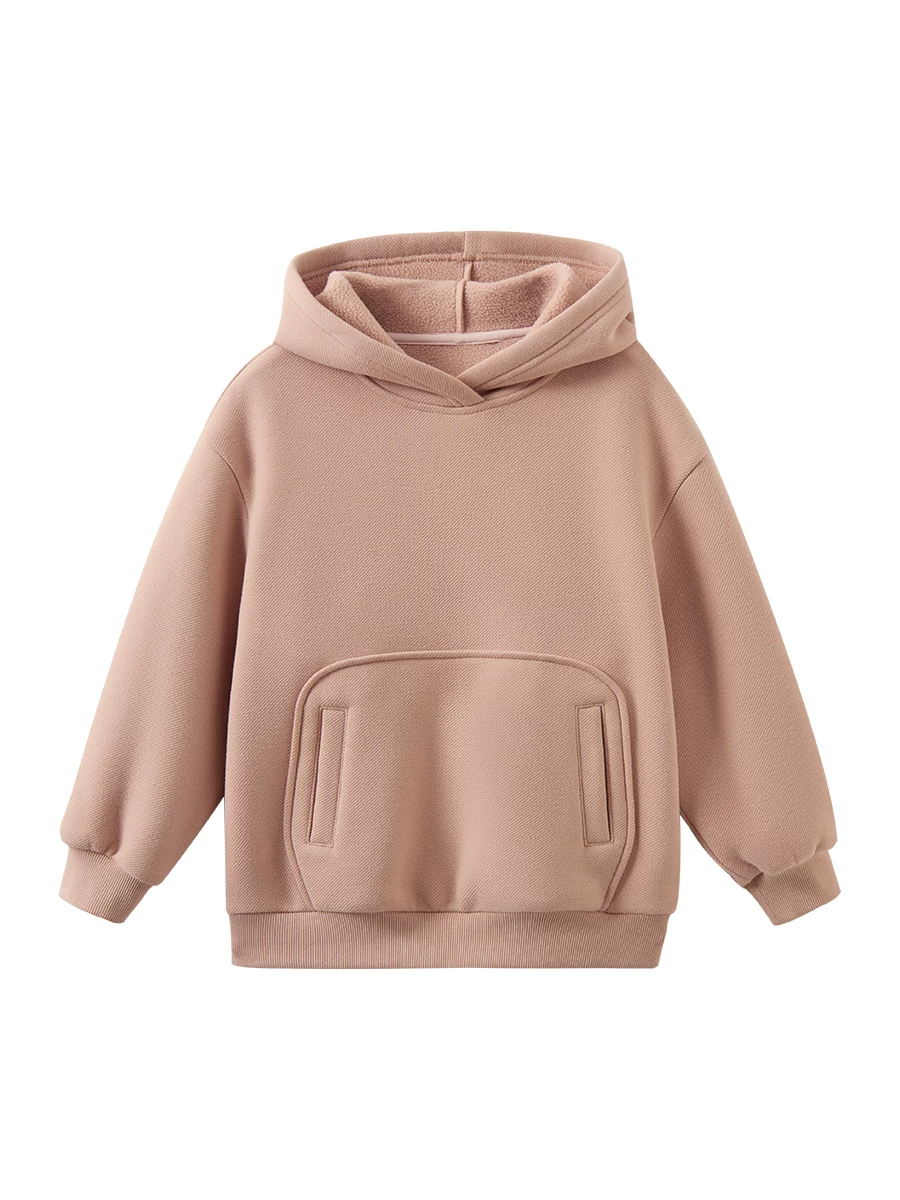 Áo khoác mùa đông trẻ em, áo sweatshirt nỉ rộng rãi, áo màu hồng cho bé gái, trang phục mùa đông mới cho bé gái