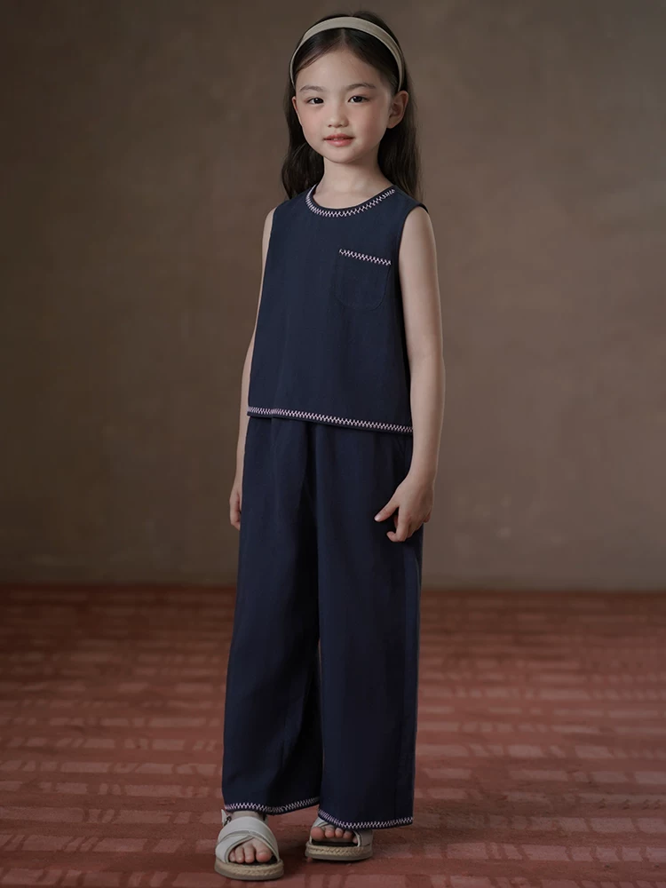 Quần áo trẻ em Ha Chi Quần dài thường ngày mới mùa hè dành cho trẻ em, Quần thẳng đơn giản cao cấp mát mẻ dành cho bé gái, Quần chống muỗi cho bé gái