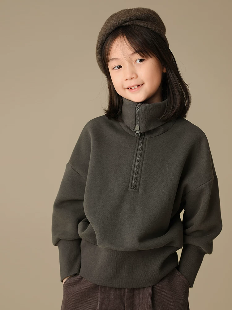 Quần áo trẻ em mùa xuân thu cotton áo thun màu trơn giản dị đa năng áo khoác bé trai bé gái áo dài tay áo len