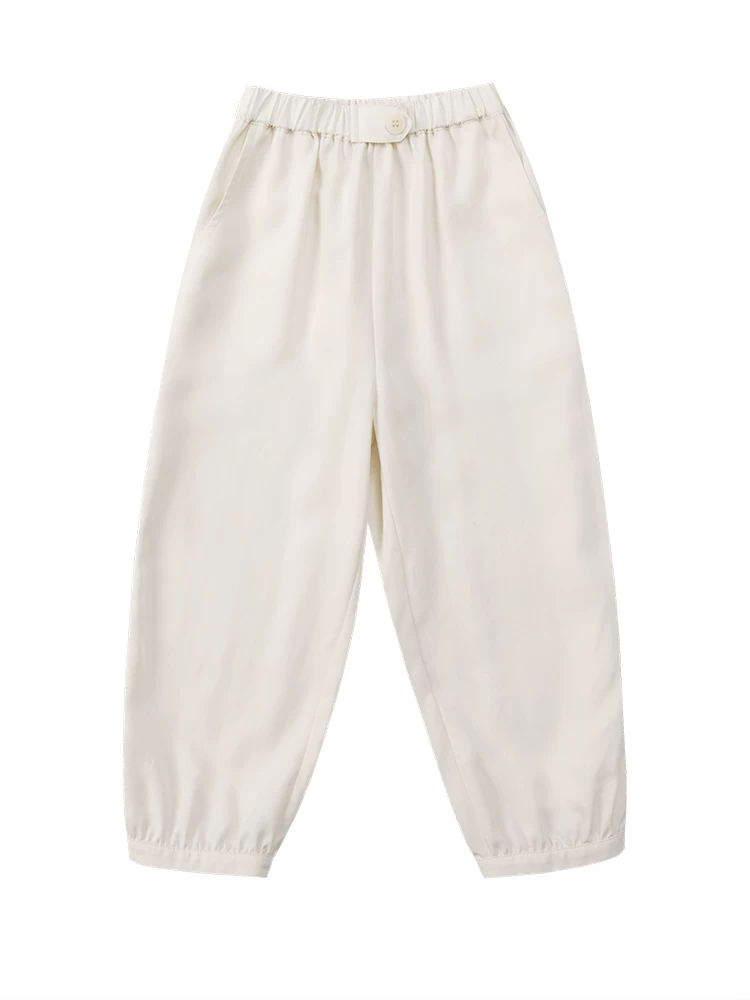 Quần áo trẻ em phong cách Hàn Quốc quần trắng thường ngày quần jogger trẻ em quần lửng bé gái mùa hè mỏng kiểu dáng thời trang