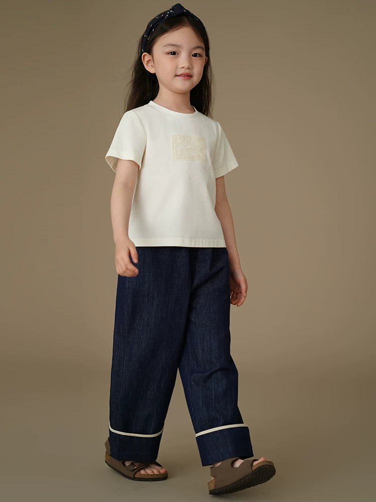Quần áo trẻ em Hazi Mùa hè phong cách Hàn Quốc Quần dài thường ngày Quần cotton thân thiện với da Quần thẳng bé trai bé gái Quần jean rộng