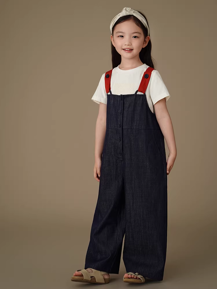 Quần thường ngày mùa hè cho trẻ em quần jean ống thẳng mỏng quần yếm cho bé trai và bé gái đơn giản và đa năng