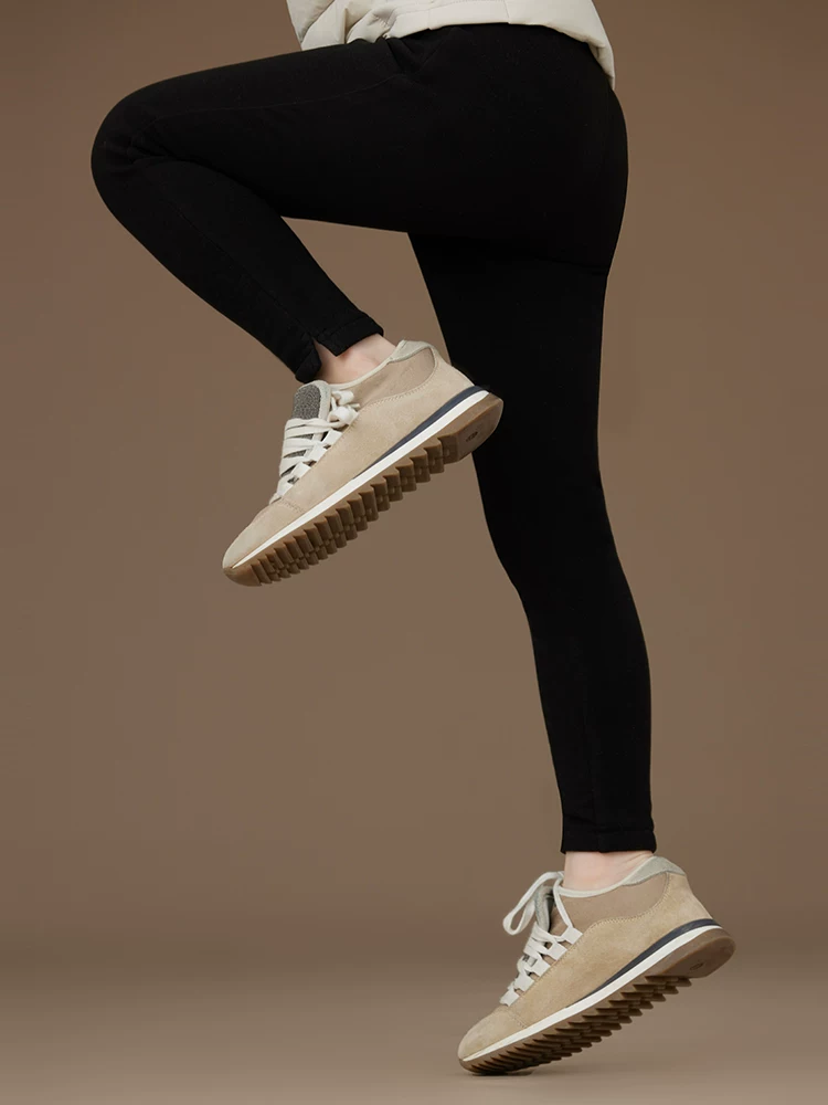 Quần dài mùa thu đông trẻ em, quần yoga ấm áp ôm sát, quần legging lót lông cừu đen cho bé gái