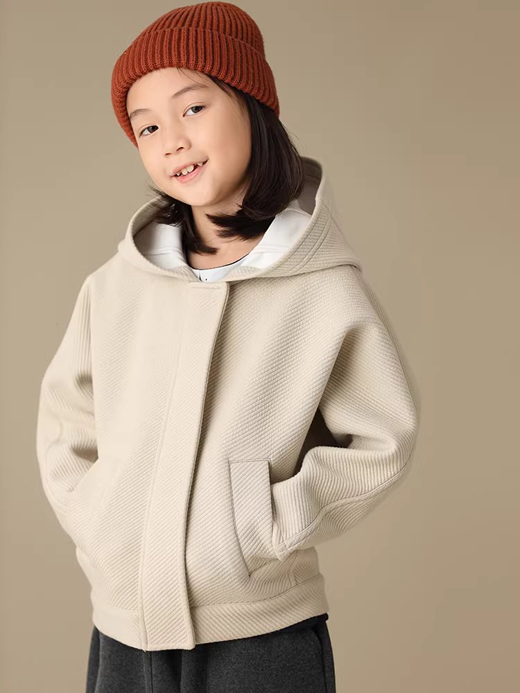 Quần áo trẻ em áo khoác mùa xuân thu áo hoodie dáng rộng màu trắng nhạt dành cho bé trai và bé gái, thích hợp cho trẻ lớn hơn