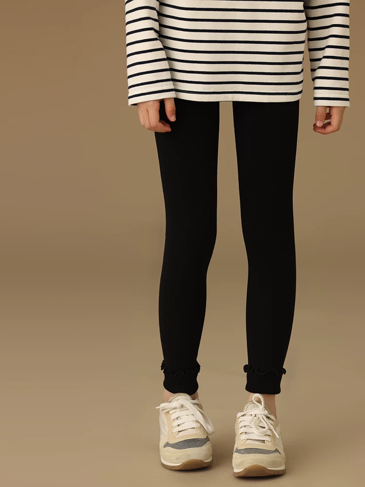 Quần áo trẻ em Hazi mùa thu đông mới về quần legging co giãn nhiều màu có viền ren cho bé gái, quần bó chống trượt bên ngoài