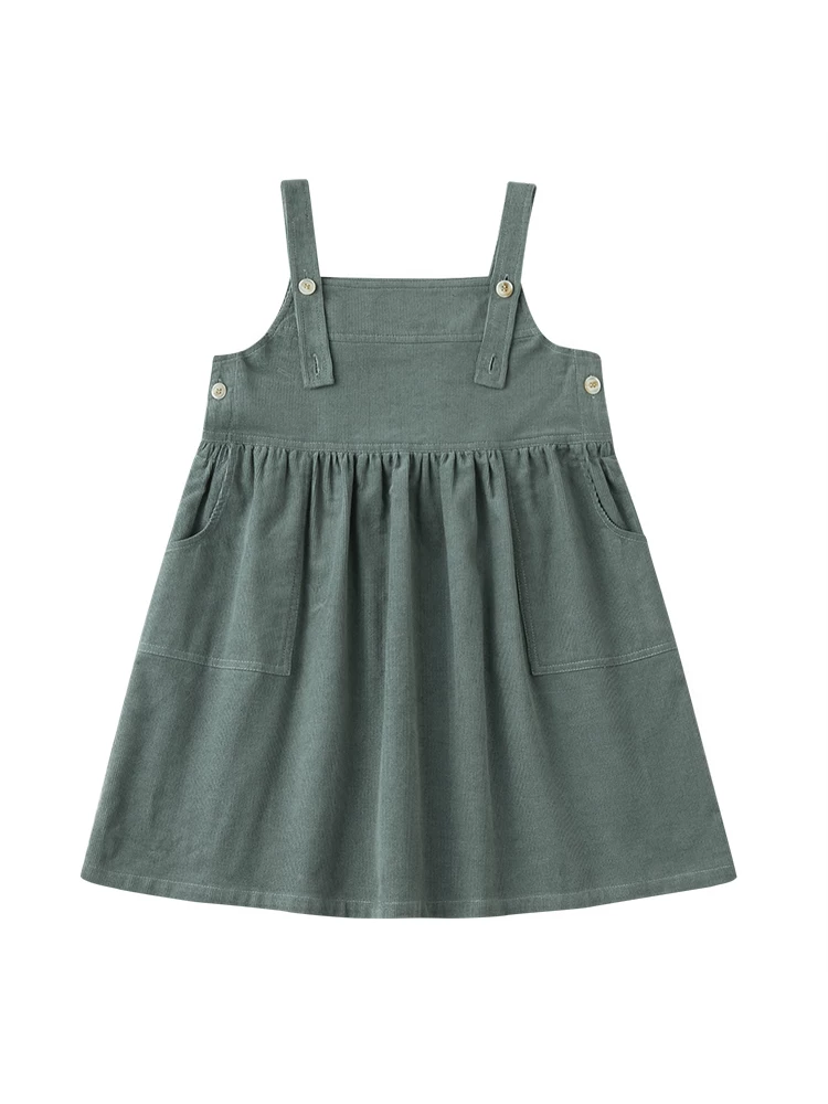 Quần áo trẻ em Ha Chi Thu Đông Mới Về Chất liệu cotton chải kỹ cao cấp Vải nhung kẻ kiểu dáng cha mẹ và con gái Váy yếm màu trơn giản dị cho bé gái