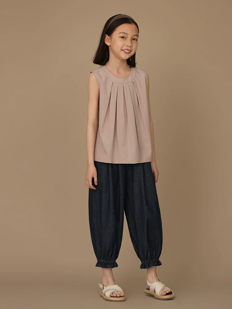 Bộ quần áo hè cho bé gái Hazi, kiểu mới 25 mẫu, chất liệu cotton nguyên chất, áo ba lỗ và quần bò, quần jogger mặc đôi mẹ và bé cho trẻ lớn hơn