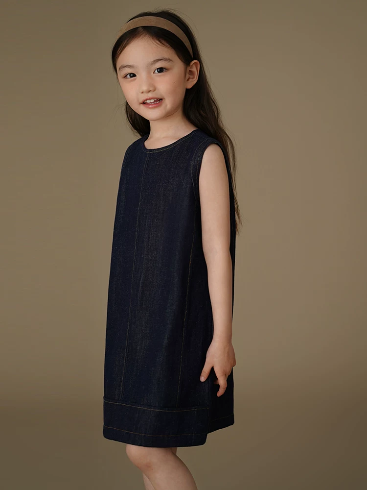 Quần áo trẻ em Hazi Mùa hè Váy không tay mới Đơn giản Váy denim cổ điển Váy ba lỗ cho bé gái dành cho trẻ lớn hơn