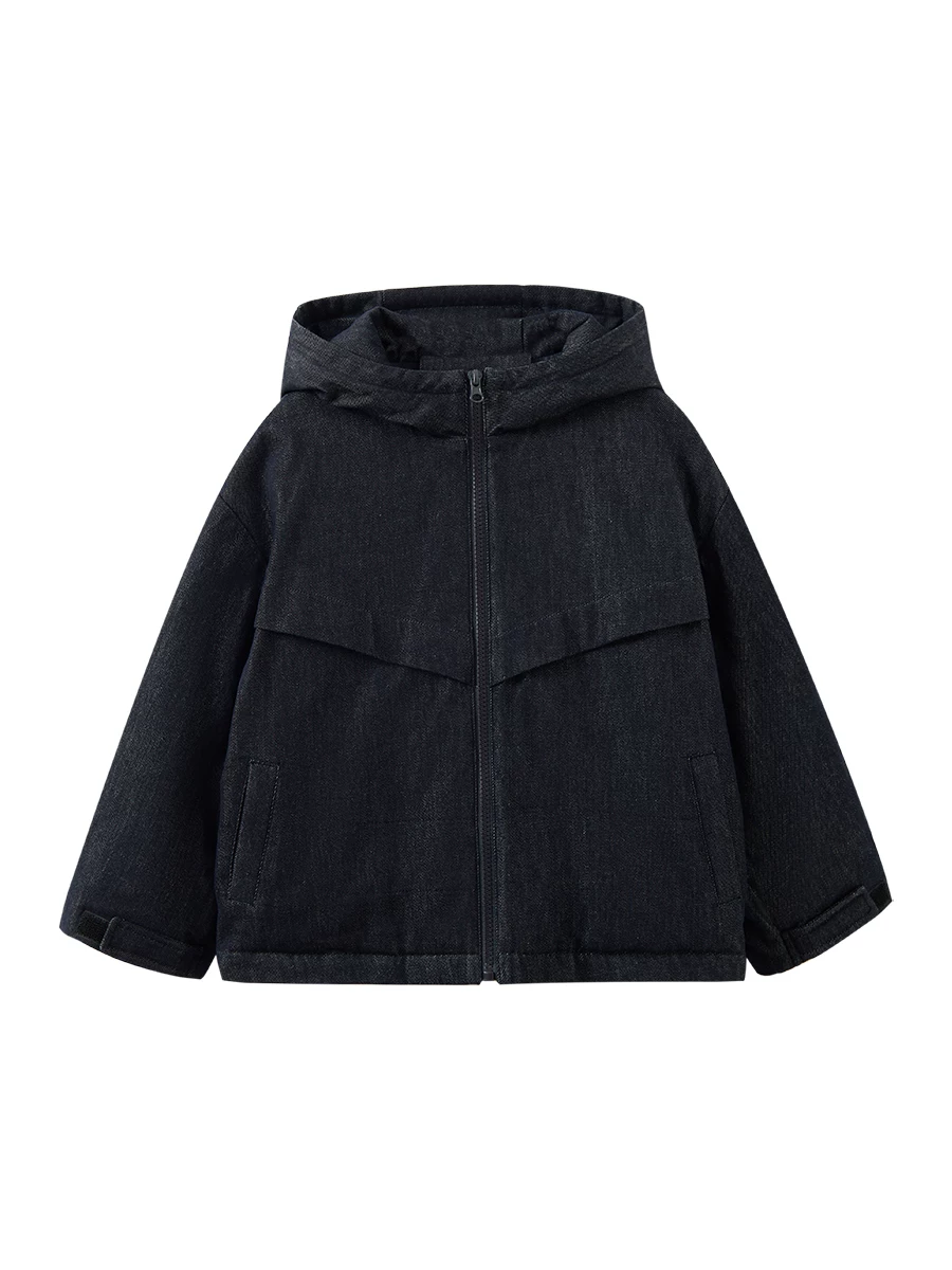 Hartzhi Quần Áo Trẻ Em Mùa Đông Áo khoác denim trẻ em dày dặn và ấm áp Áo khoác cotton 3M Thinsulate Áo khoác có mũ trùm đầu cho bé trai và bé gái