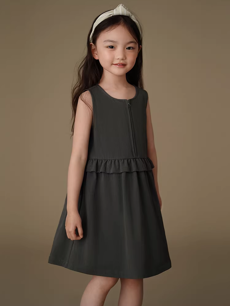 Quần áo trẻ em Hazi Váy trẻ em mùa hè Đơn giản cao cấp màu xám phong cách học viện Váy ba lỗ Quần áo mùa hè cho bé gái 25 kiểu mới