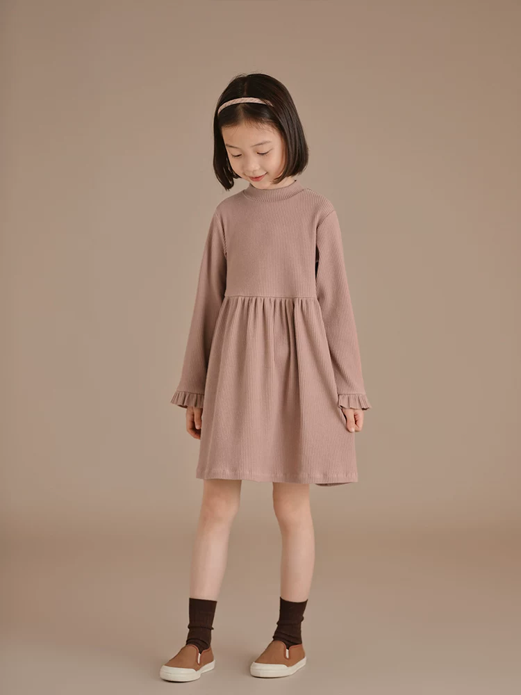 Sản phẩm mùa đông mới của Hazi Tong: Váy áo len cổ tròn tay ren cho bé gái, váy công chúa cotton cho bé.