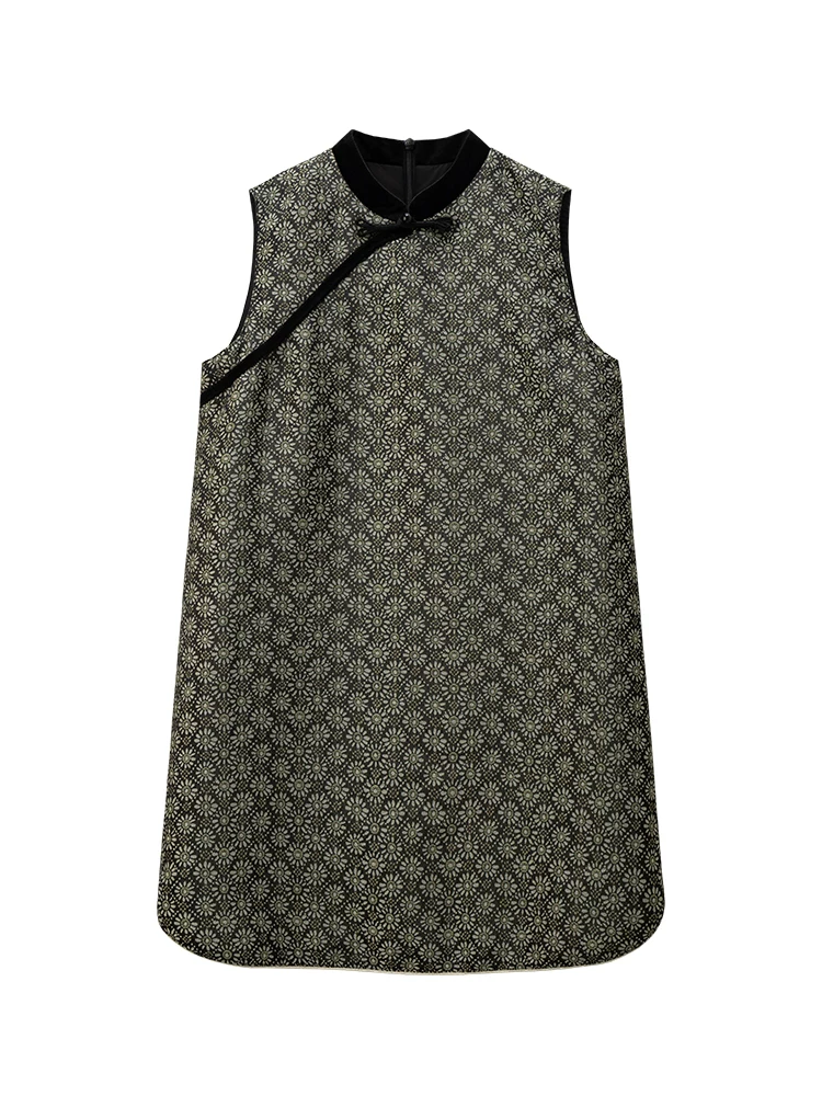 Quần áo trẻ em Hazi Quần áo cotton trẻ em Váy cổ điển Váy jacquard màu xanh lá cây Phong cách Trung Quốc mới Váy vest Quần áo mùa đông cho bé gái 25 kiểu mới