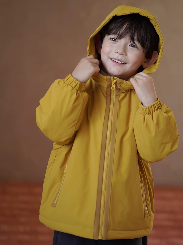 Quần áo cotton trẻ em dày dặn ấm áp áo khoác bé trai và bé gái có mũ trùm đầu áo khoác ngoài trời ba lớp chống gió mùa đông