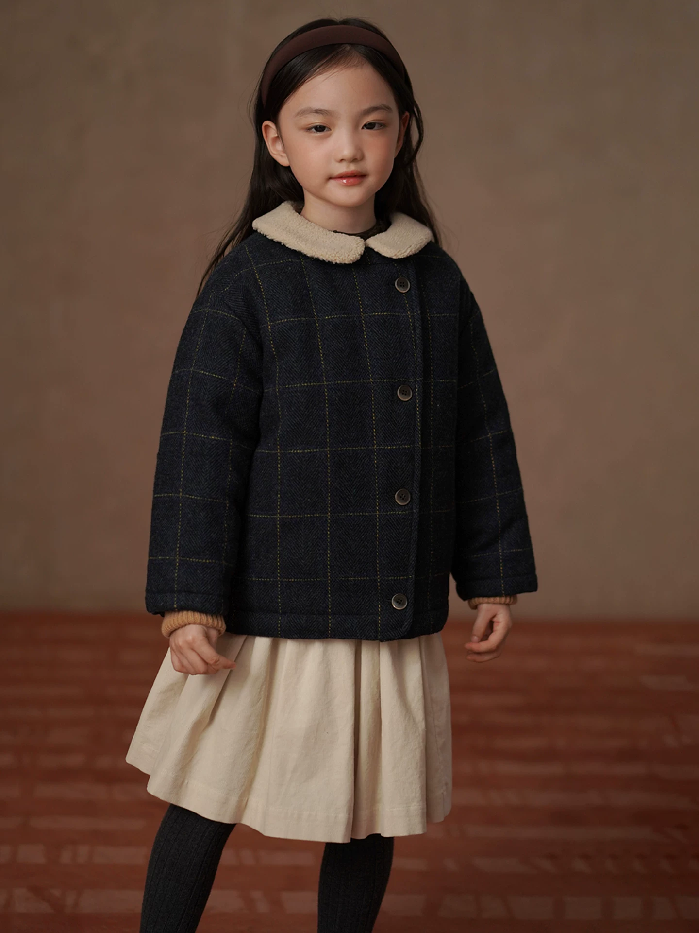 Váy nhung trẻ em cho mùa thu đông, dày dặn và ấm áp, váy chữ A màu mơ cho bé gái, váy cotton phong cách Hàn Quốc