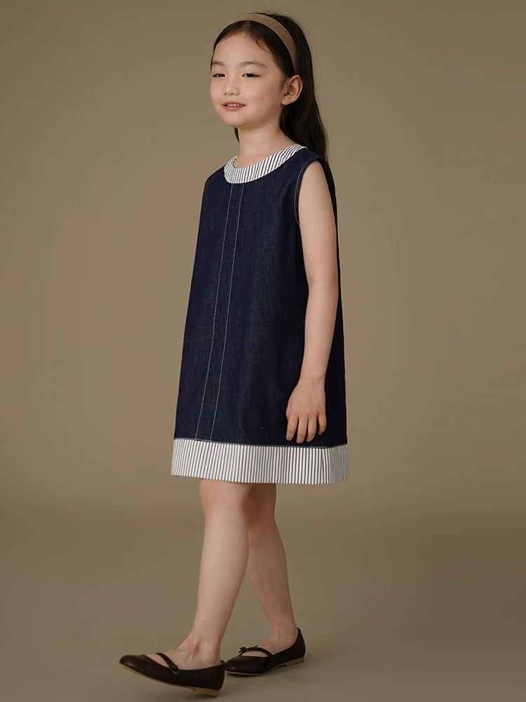 Hazi Quần Áo Trẻ Em Mùa Hè Mới Váy Trẻ Em Thiết Kế Đơn Giản Váy Tank Váy Denim Cổ Điển Cho Bé Gái