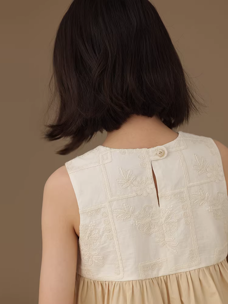 Áo gile cotton thêu dễ thương cho bé gái, kiểu mới hè 2025