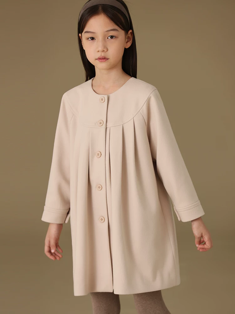 Quần áo trẻ em áo khoác thu đông, áo khoác dày giữ ấm kiểu trench coat cho trẻ lớn, áo khoác len thời trang cho bé gái.
