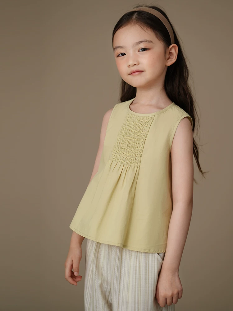 Áo thun cotton mỏng mùa hè cho bé gái, kiểu dáng rộng rãi, áo ba lỗ, áo lót có họa tiết