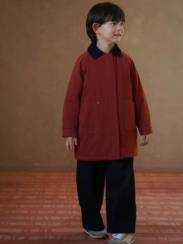 Quần áo mùa đông cho trẻ em phong cách Hàn Quốc mới, áo khoác dáng rộng, áo khoác cotton dài vừa phải cho bé trai và bé gái hợp thời trang