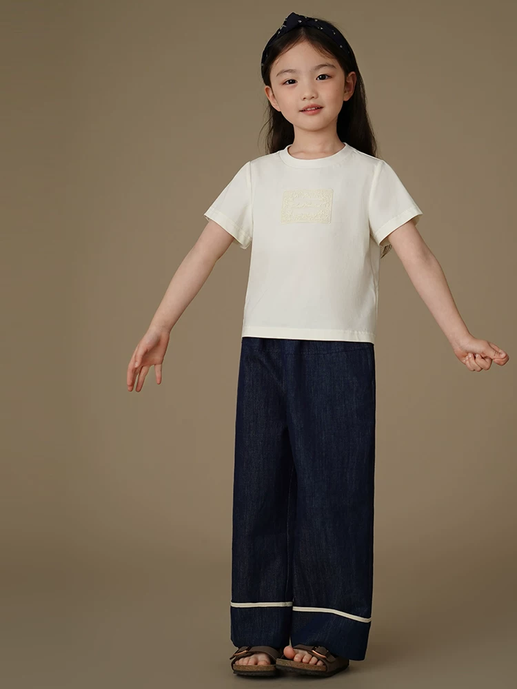 Quần áo trẻ em Hazi Mùa hè phong cách Hàn Quốc Quần dài thường ngày Quần cotton thân thiện với da Quần thẳng bé trai bé gái Quần jean rộng