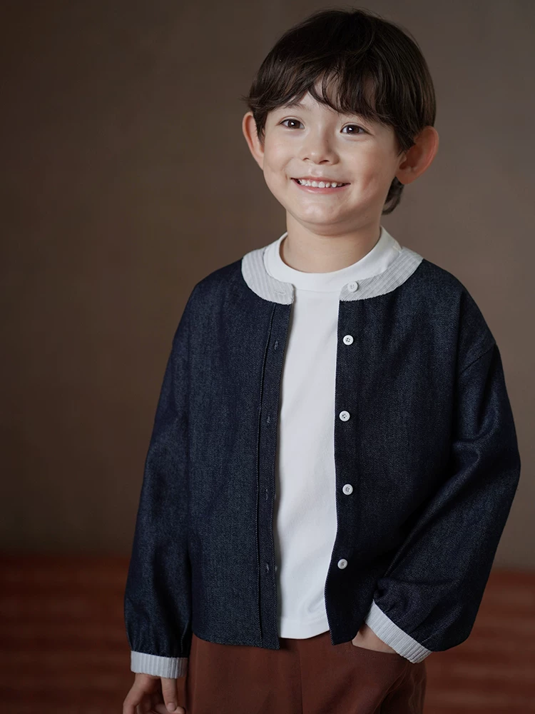 Quần áo trẻ em xuân thu áo bé trai bé gái kiểu Hàn Quốc áo sơ mi thường ngày áo denim trẻ lớn mặc mùa thu