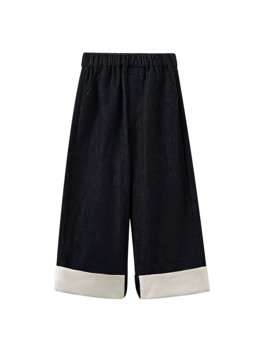 Quần thường ngày mùa đông cho trẻ em, quần denim lót lông cừu ấm áp, quần ống thẳng cho bé trai và bé gái, đa năng và rộng rãi.