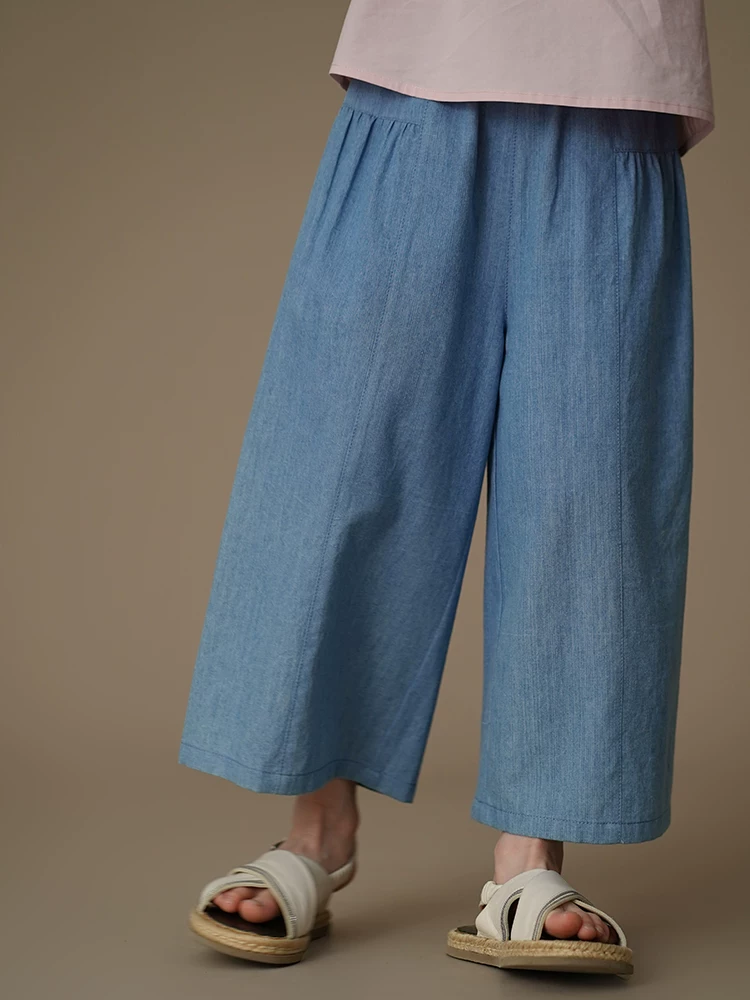 Quần dài ống đứng mùa hè chất liệu cotton mềm mại cho bé gái, quần jeans trẻ em, quần dài rộng rãi thoải mái
