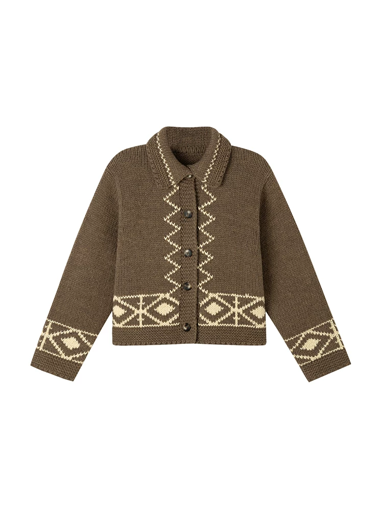Hazi Quần Áo Trẻ Em Mùa Thu Đông Trẻ Em Áo Cardigan Dệt Kim Màu Nâu Cổ Điển Thường Ngày Áo Bé Trai Và Bé Gái Áo Len Ấm Áp Áo Khoác