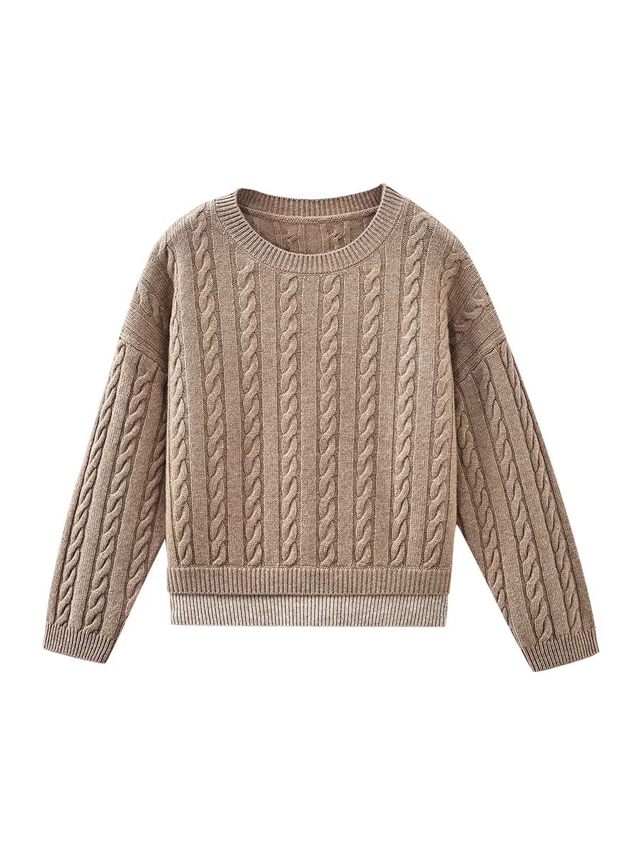 Áo len mùa đông cho trẻ em, dày dặn và ấm áp, áo len đan dây cho bé trai và bé gái, dáng rộng.