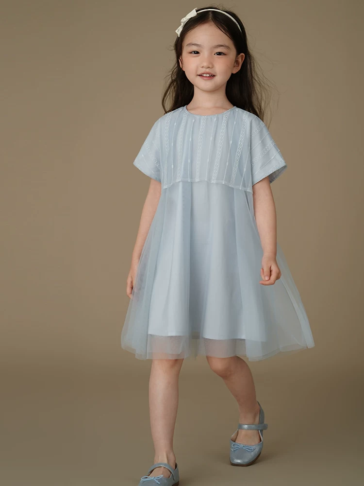 Đầm ren dày tay ngắn mùa hè mới 2025 của Hazi Children's Clothing - Váy voan công chúa, đầm dạ hội xinh xắn