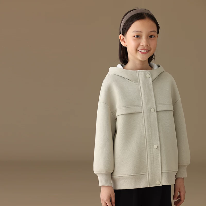 Quần áo trẻ em mùa xuân thu cotton màu trơn có khóa kéo chống gió áo khoác có mũ trùm đầu thông thường cho bé trai và bé gái