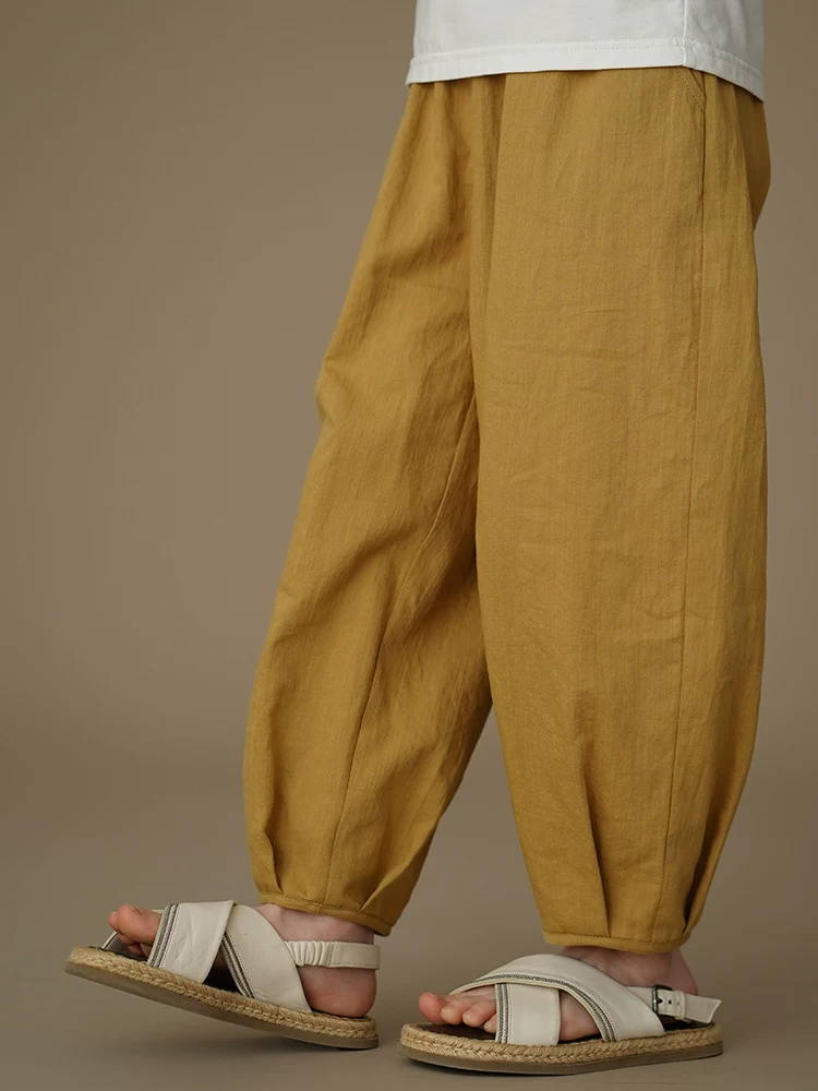 Quần áo trẻ em quần dài thân thiện với làn da cotton nguyên chất đơn giản quần rộng giản dị bé trai bé gái quần jogger cho trẻ lớn hơn mùa hè