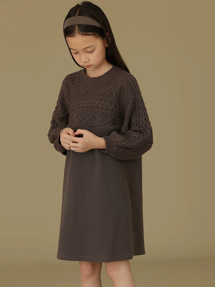 Quần áo trẻ em xuân thu áo khoác len trẻ em dệt kim dày áo len dệt kim kiểu dáng rộng rãi đầm cotton dài tay cho bé gái