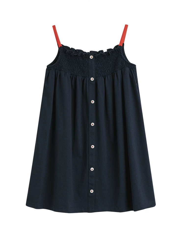 Quần áo trẻ em Ha Chi Mùa hè Mới về Chất lượng cao Thiết kế thủ công bằng vải cotton nguyên chất Váy dây phối màu dành cho cha mẹ và con gái