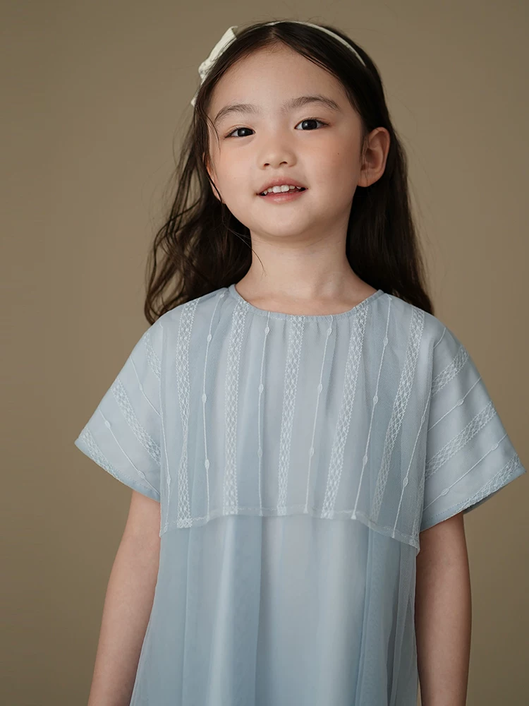Đầm ren dày tay ngắn mùa hè mới 2025 của Hazi Children's Clothing - Váy voan công chúa, đầm dạ hội xinh xắn