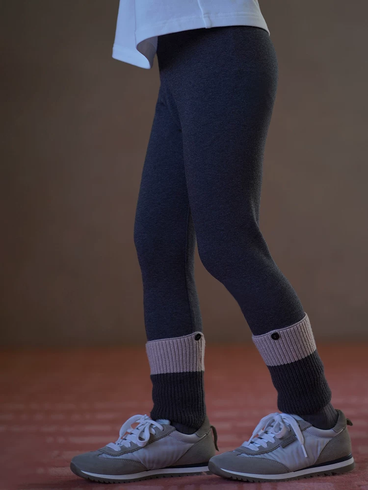 Quần legging trẻ em chất liệu thun cao cấp mùa xuân thu, màu xám, kiểu dáng thể thao đơn giản, quần yoga, quần thể thao cho bé gái