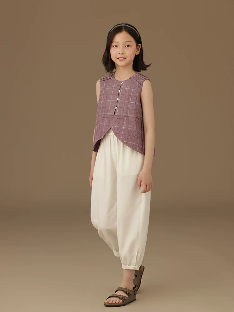 Quần áo trẻ em phong cách Hàn Quốc quần trắng thường ngày quần jogger trẻ em quần lửng bé gái mùa hè mỏng kiểu dáng thời trang