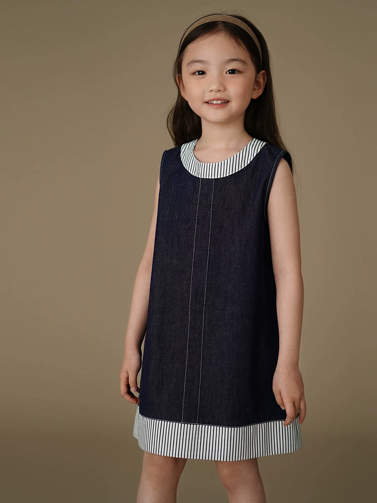 Hazi Quần Áo Trẻ Em Mùa Hè Mới Váy Trẻ Em Thiết Kế Đơn Giản Váy Tank Váy Denim Cổ Điển Cho Bé Gái