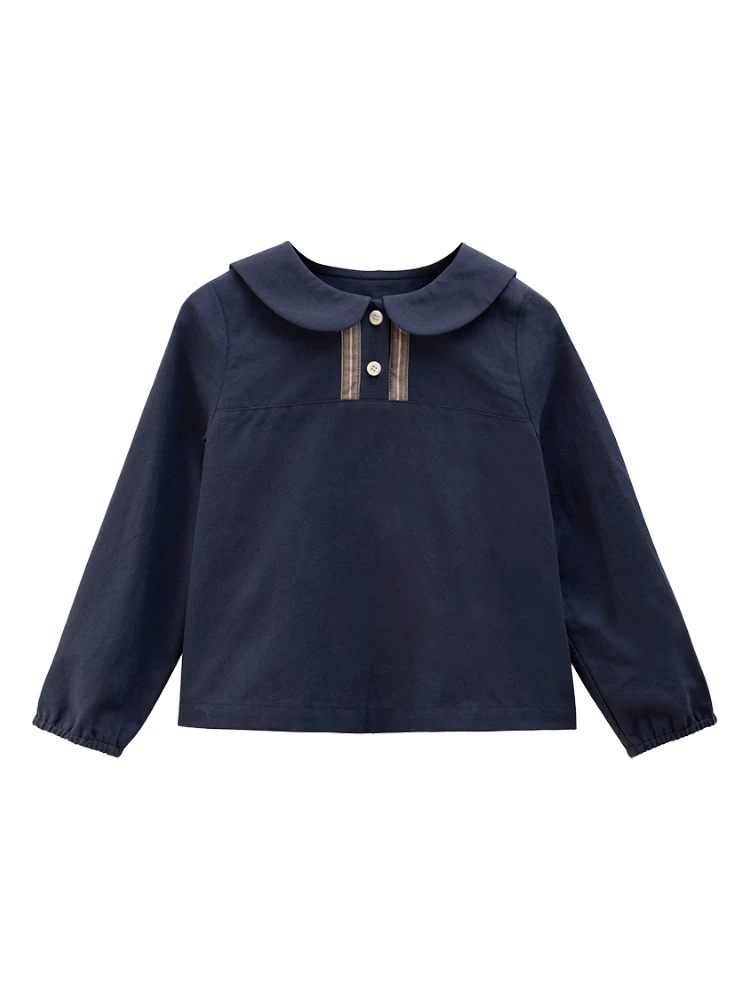 Quần áo trẻ em áo sơ mi dài tay mùa xuân thu cotton thân thiện với da áo sơ mi búp bê phong cách Nhật Bản dành cho trẻ lớn mặc mùa xuân