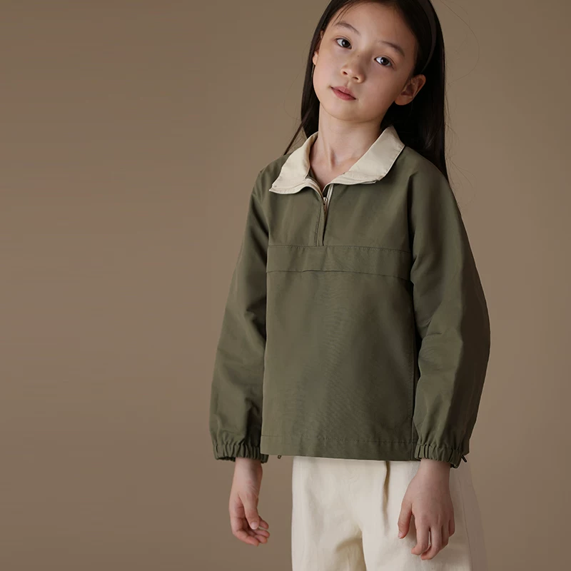 Áo nỉ thường ngày có cổ cho trẻ em, phong cách trang phục công sở, áo khoác mùa thu cho bé trai và bé gái, áo cho trẻ lớn