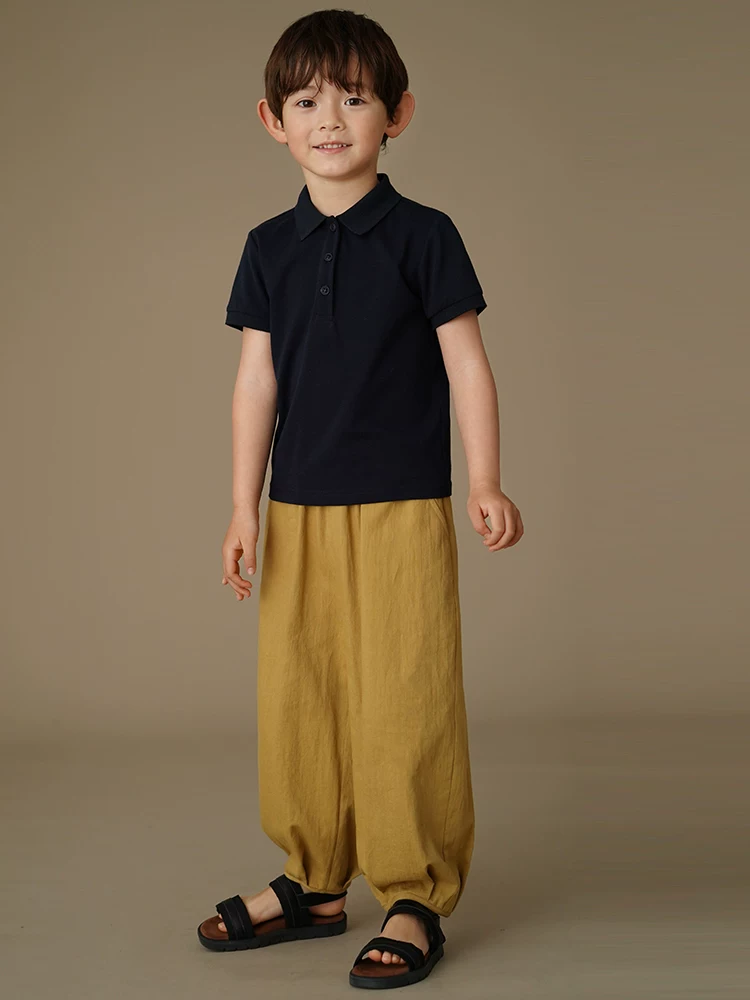Quần áo trẻ em quần dài thân thiện với làn da cotton nguyên chất đơn giản quần rộng giản dị bé trai bé gái quần jogger cho trẻ lớn hơn mùa hè