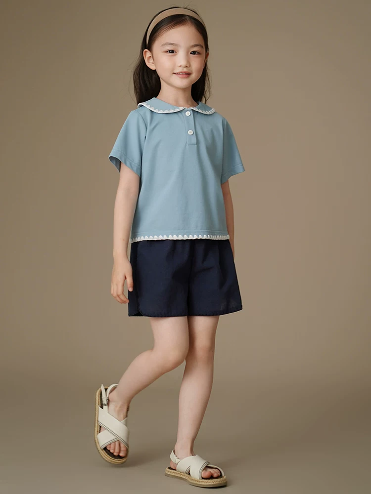 Quần áo trẻ em mùa hè áo thun trẻ em kiểu dáng thể thao thường ngày áo thun ngắn tay áo sơ mi búp bê cho bé gái lớn hơn kiểu dáng mùa hè mới