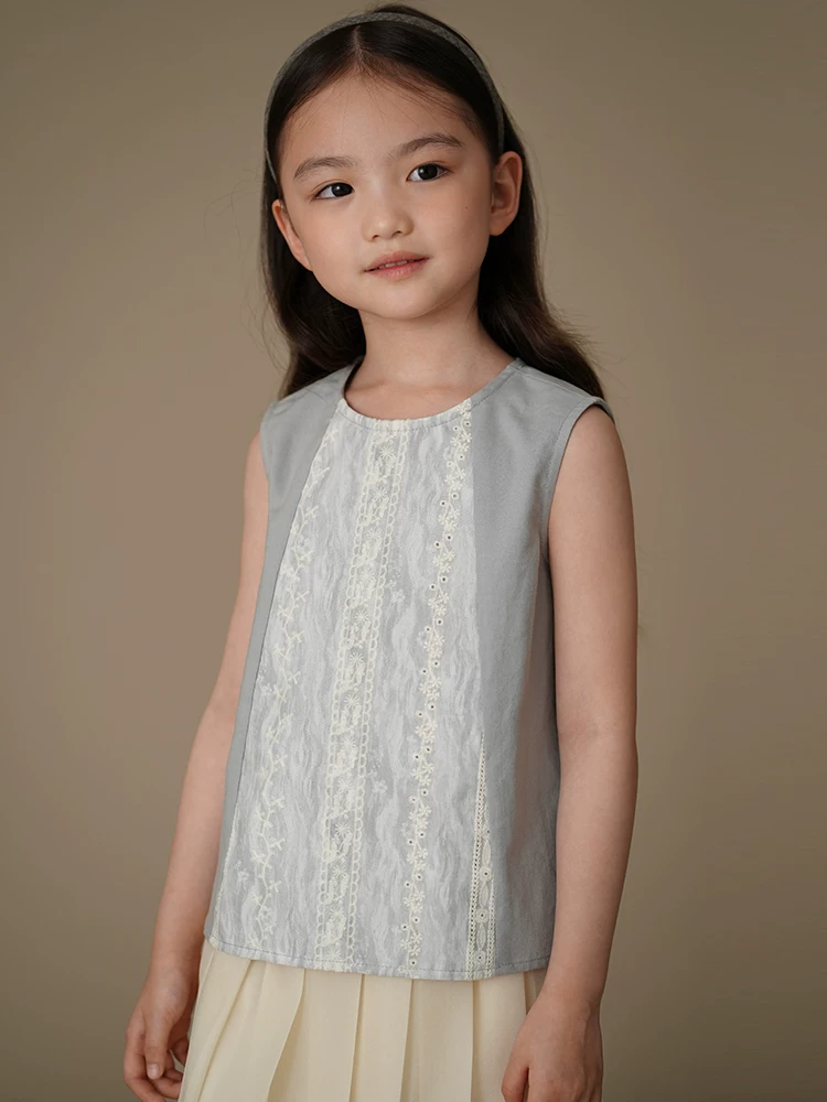 Áo thun bé gái Hazi 2025 phong cách Trung Hoa mới, chất liệu cotton linen thân thiện với da, thoáng khí, dành cho mùa hè