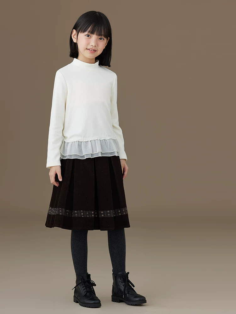 Quần áo trẻ em mùa thu đông váy trẻ em thường ngày váy nhung cotton toàn phần váy nhung xếp ly bé gái