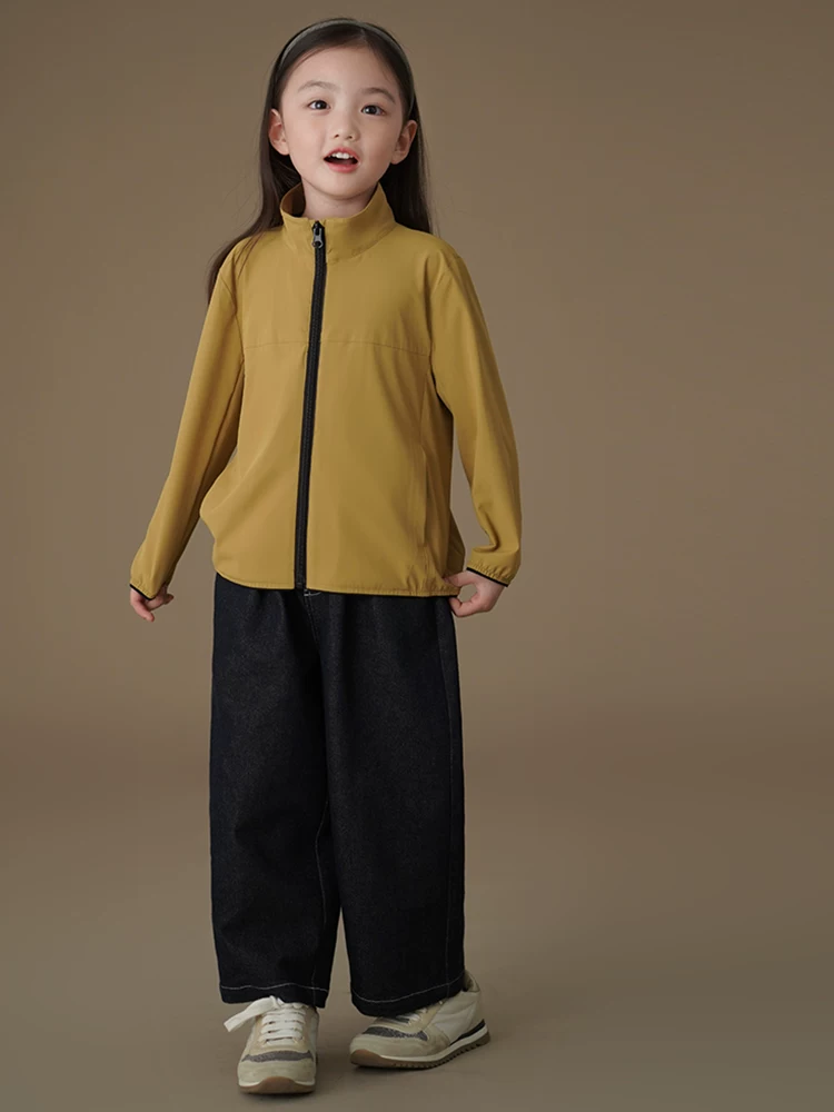 Quần áo trẻ em mùa xuân hè phong cách Nhật Bản quần dài dáng rộng quần denim giặt mềm bé trai và bé gái quần cà rốt thời trang