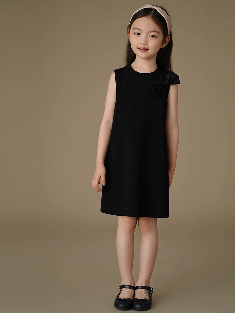 Váy mỏng mùa hè cho bé gái, váy vest cho trẻ lớn, váy đen trang trọng, đơn giản và cao cấp.