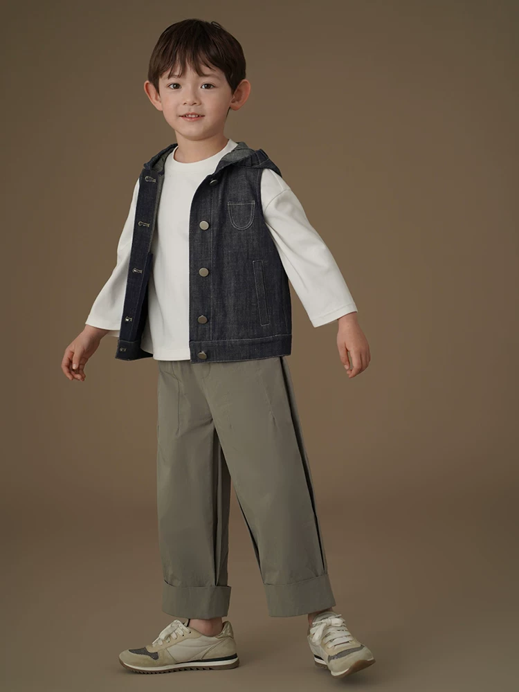 Quần áo trẻ em xuân hè phong cách Hàn Quốc cổ điển áo bé trai bé gái áo vest denim cho trẻ lớn quần áo mùa xuân 25 kiểu mới