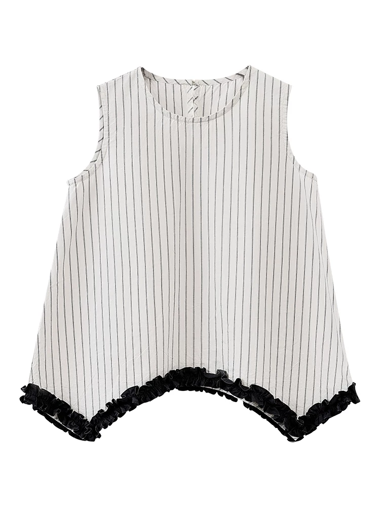 Quần áo trẻ em mỏng mùa hè phong cách Hàn Quốc áo sơ mi sọc rộng rãi áo vest bé gái cotton thân thiện với da mặc mùa hè